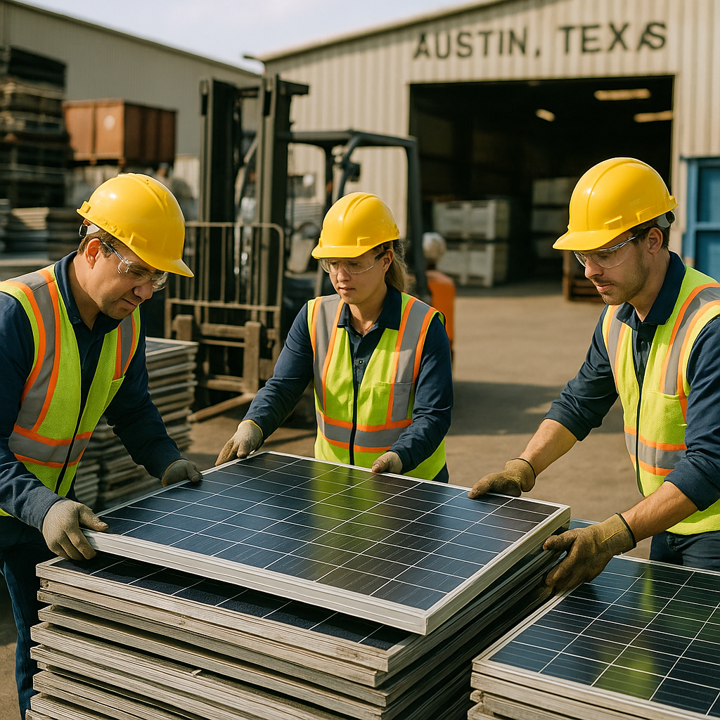 E‑waste and demolition waste are mixed at a waste recycling site in Dallas, TX