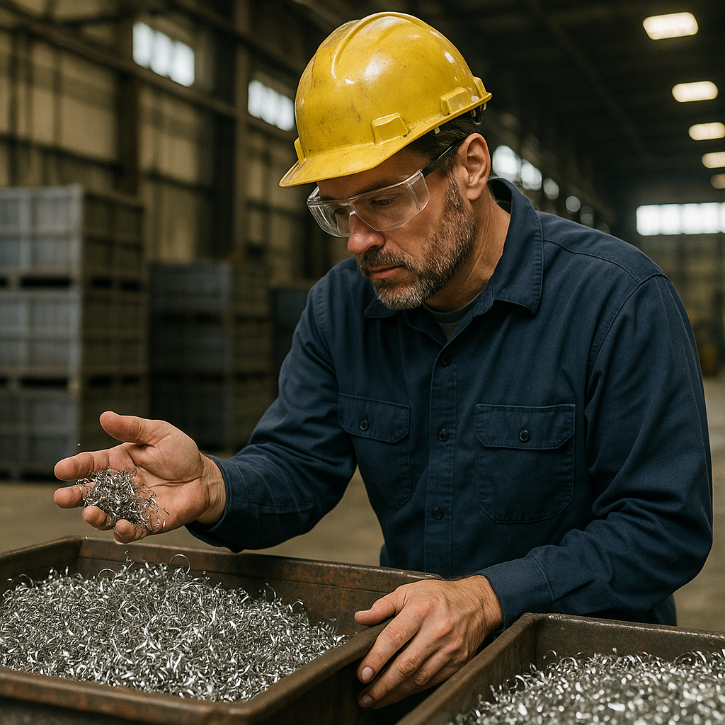 E‑waste and demolition waste are mixed at a waste recycling site in Dallas, TX