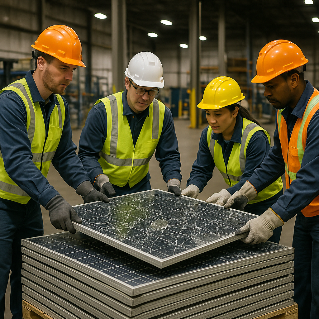 E‑waste and demolition waste are mixed at a waste recycling site in Dallas, TX