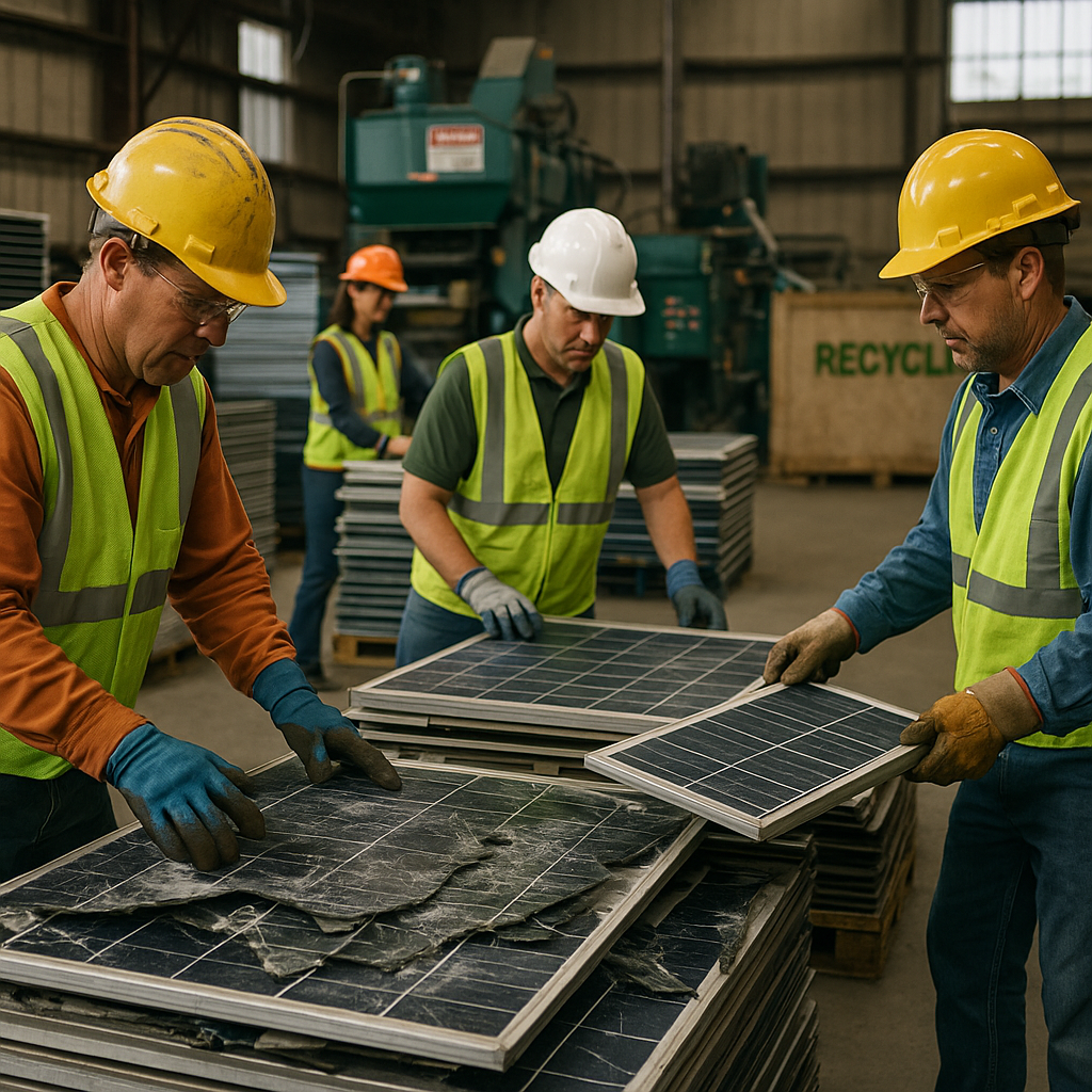 E‑waste and demolition waste are mixed at a waste recycling site in Dallas, TX