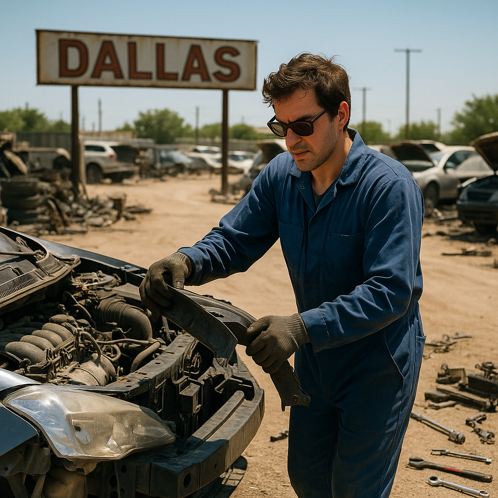 E‑waste and demolition waste are mixed at a waste recycling site in Dallas, TX