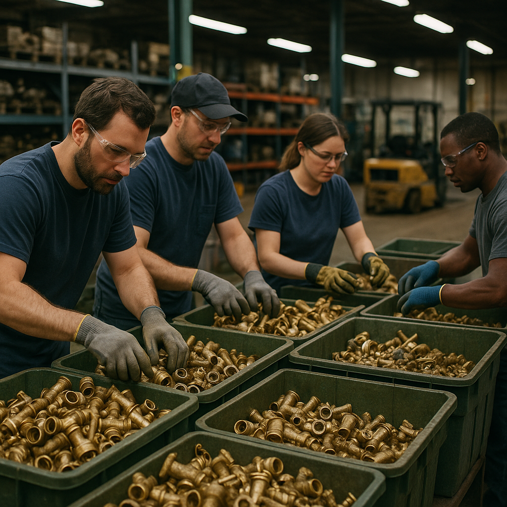 E‑waste and demolition waste are mixed at a waste recycling site in Dallas, TX
