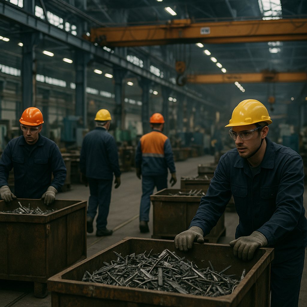 E‑waste and demolition waste are mixed at a waste recycling site in Dallas, TX