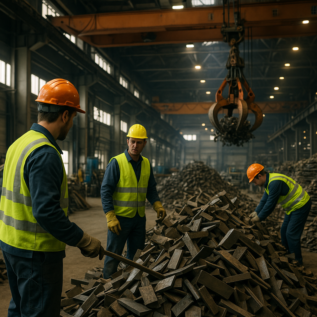 E‑waste and demolition waste are mixed at a waste recycling site in Dallas, TX