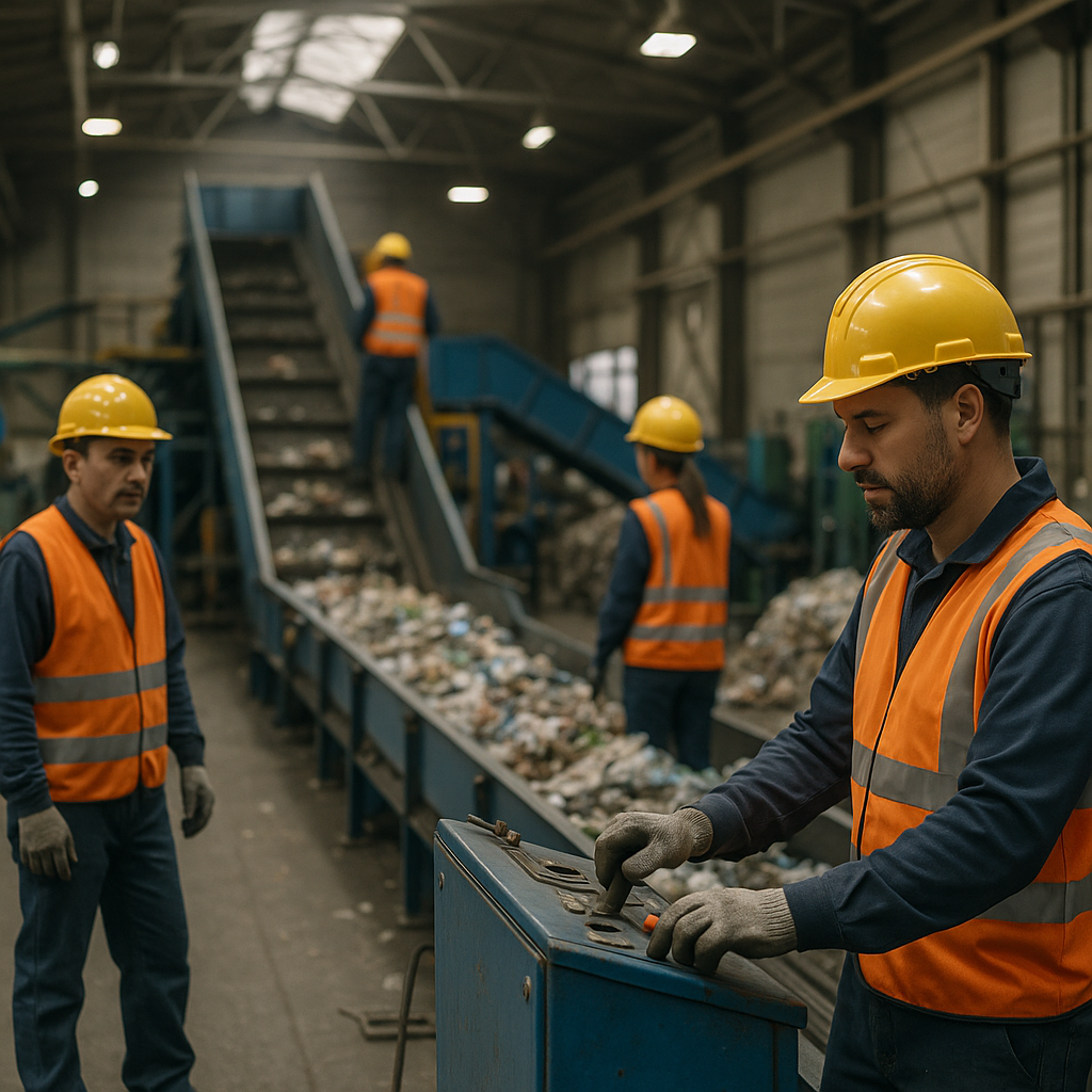 E‑waste and demolition waste are mixed at a waste recycling site in Dallas, TX