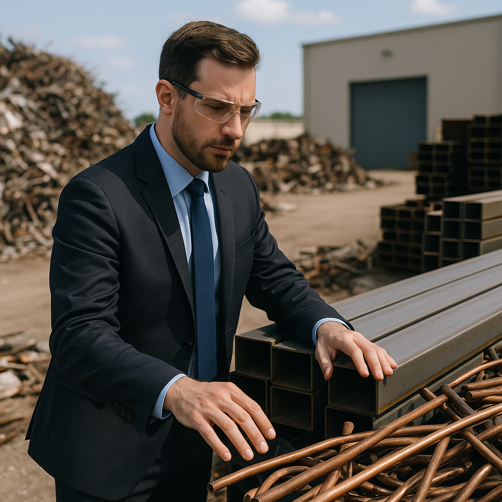 E‑waste and demolition waste are mixed at a waste recycling site in Dallas, TX