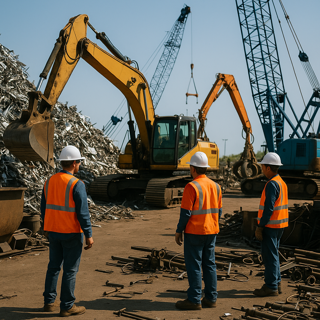 E‑waste and demolition waste are mixed at a waste recycling site in Dallas, TX