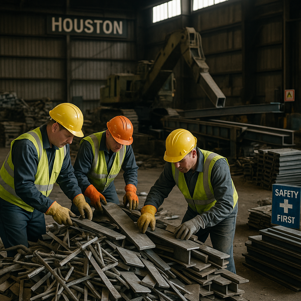 E‑waste and demolition waste are mixed at a waste recycling site in Dallas, TX