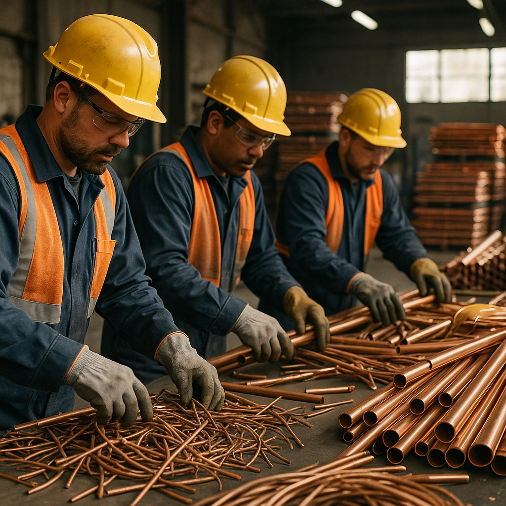 E‑waste and demolition waste are mixed at a waste recycling site in Dallas, TX
