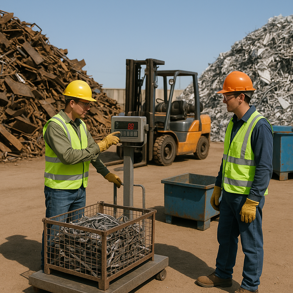 E‑waste and demolition waste are mixed at a waste recycling site in Dallas, TX