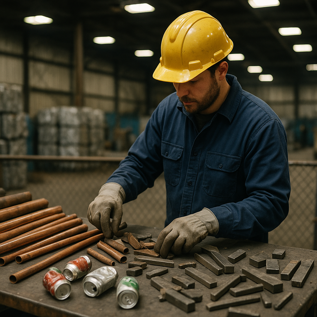 E‑waste and demolition waste are mixed at a waste recycling site in Dallas, TX