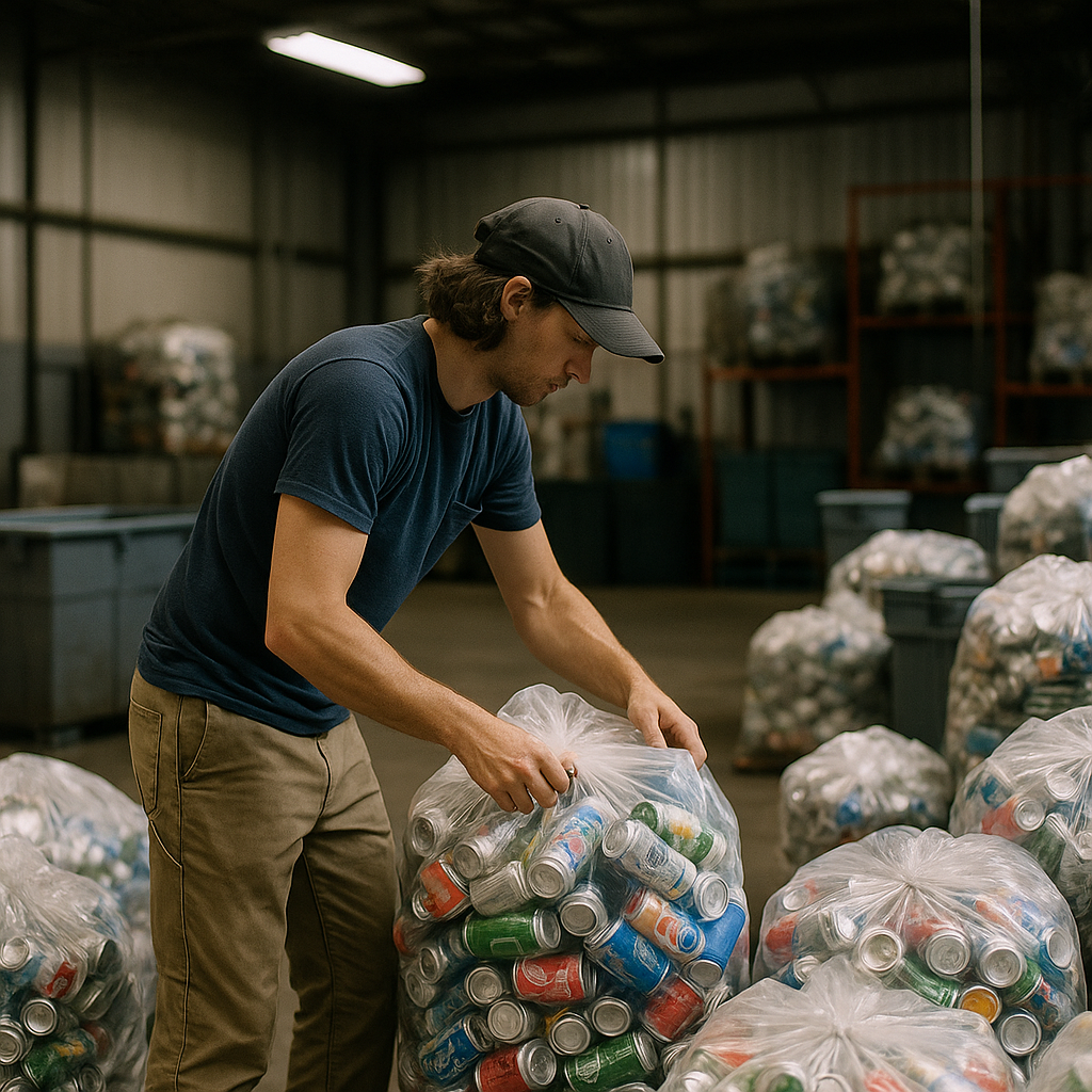 E‑waste and demolition waste are mixed at a waste recycling site in Dallas, TX
