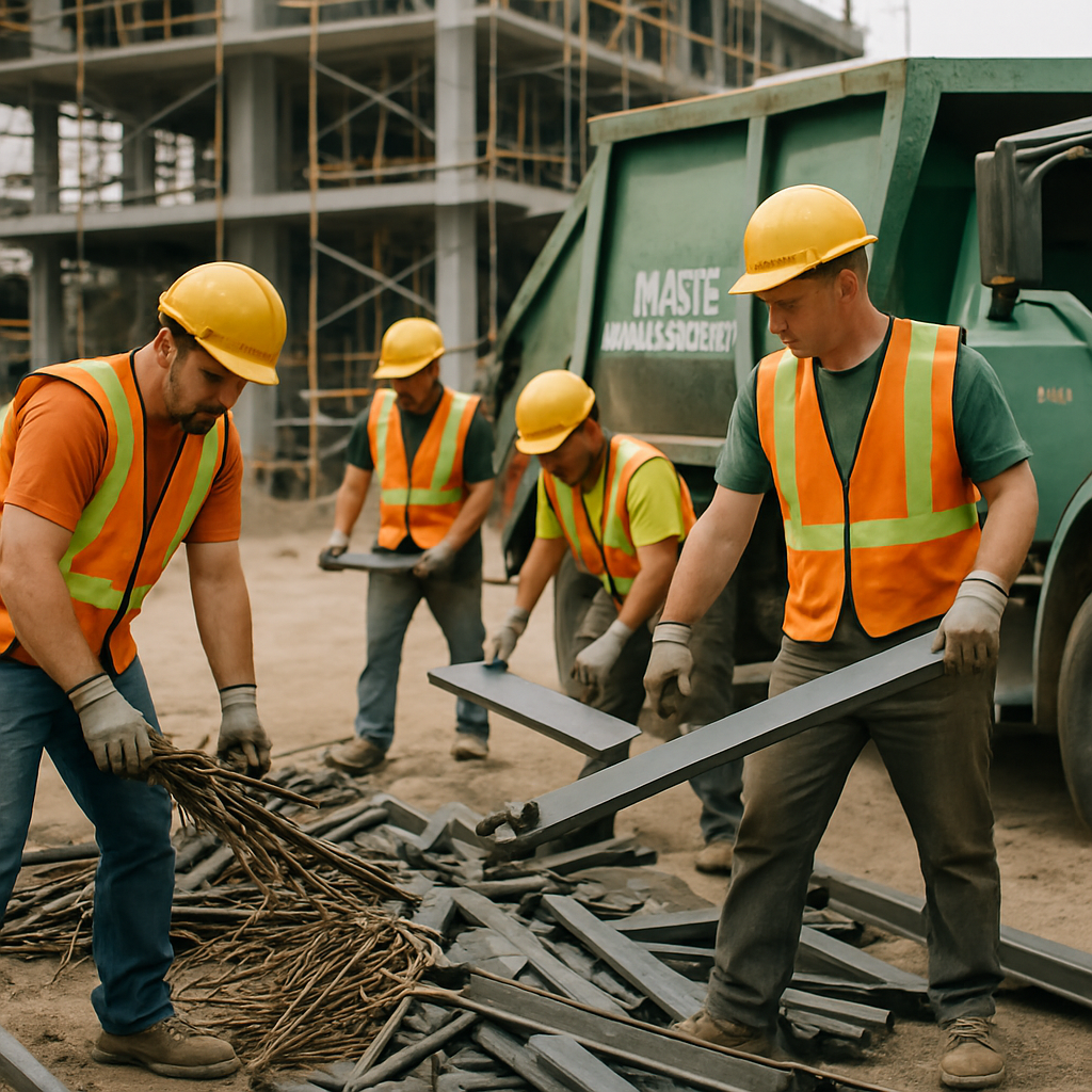 E‑waste and demolition waste are mixed at a waste recycling site in Dallas, TX