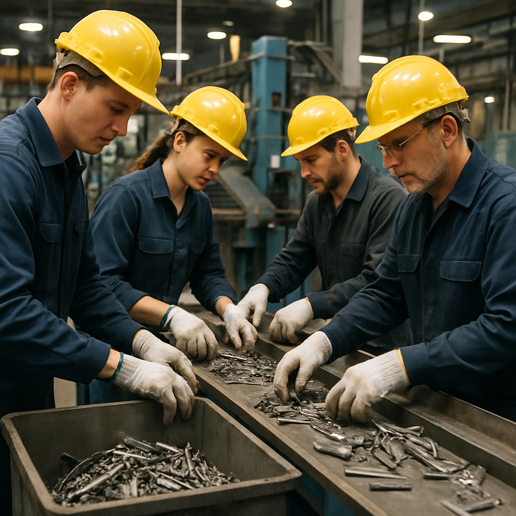 E‑waste and demolition waste are mixed at a waste recycling site in Dallas, TX