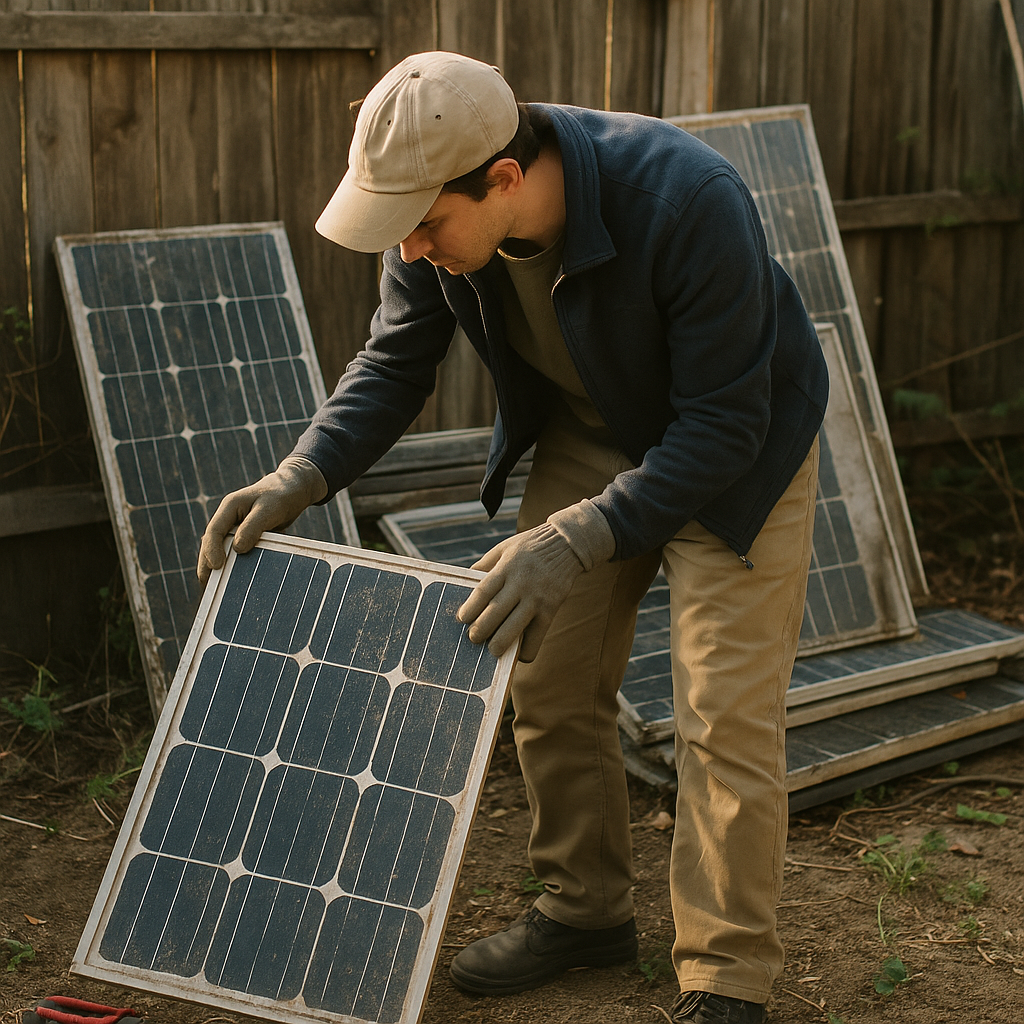 E‑waste and demolition waste are mixed at a waste recycling site in Dallas, TX