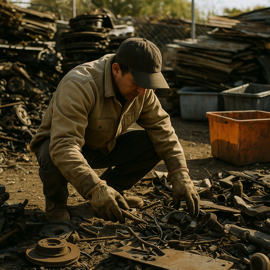 E‑waste and demolition waste are mixed at a waste recycling site in Dallas, TX
