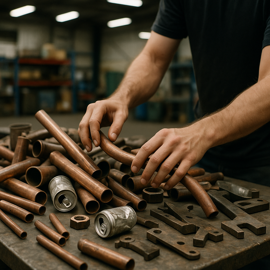 E‑waste and demolition waste are mixed at a waste recycling site in Dallas, TX