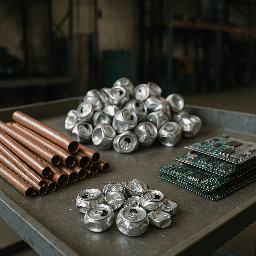 Scrap metal materials, like copper pipes, aluminum cans & circuit boards, are recycled in Dallas, TX

