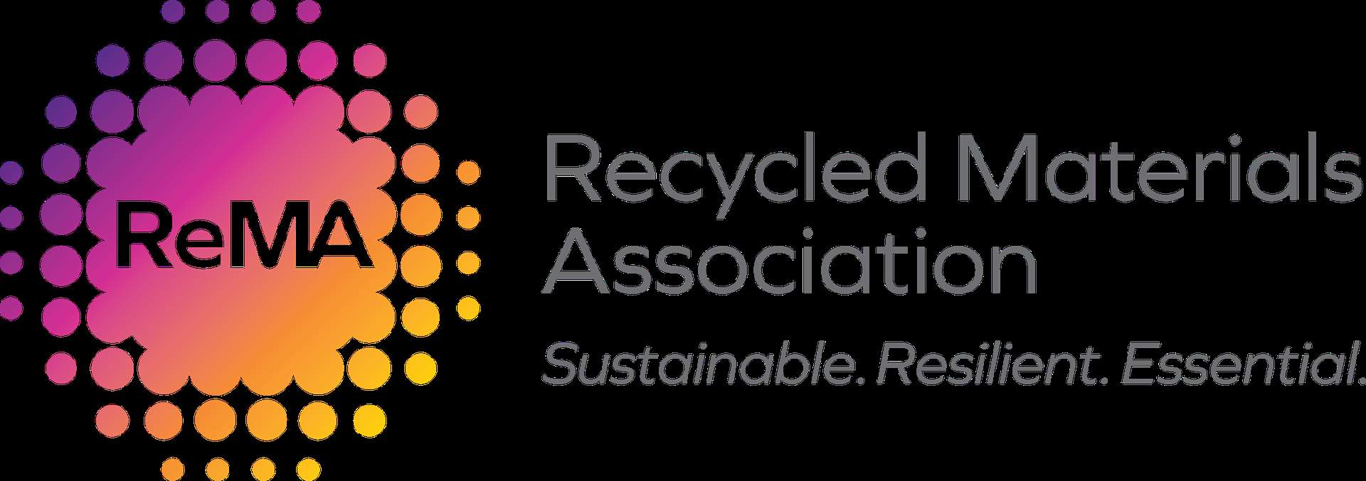 ReMA Recycled Materials Association logo with sustainable branding and industry tagline, Dallas, TX